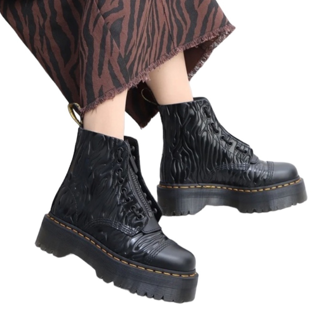 Dr. Martens Sinclair Platform Zebra Embossed Zip Up Lace Closure in Black - Picture 16 of 16